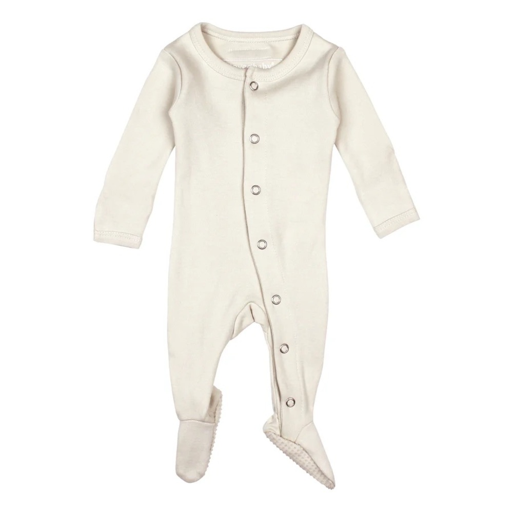 L'ovedbaby Cream Organic Snap Footie One Piece